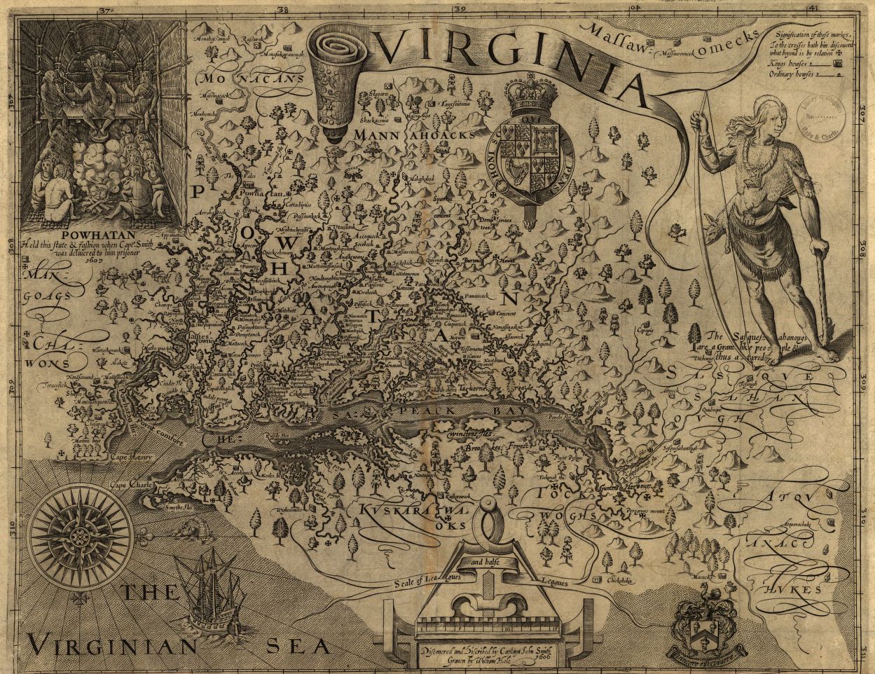 1608 John Smith map of northern Virginia